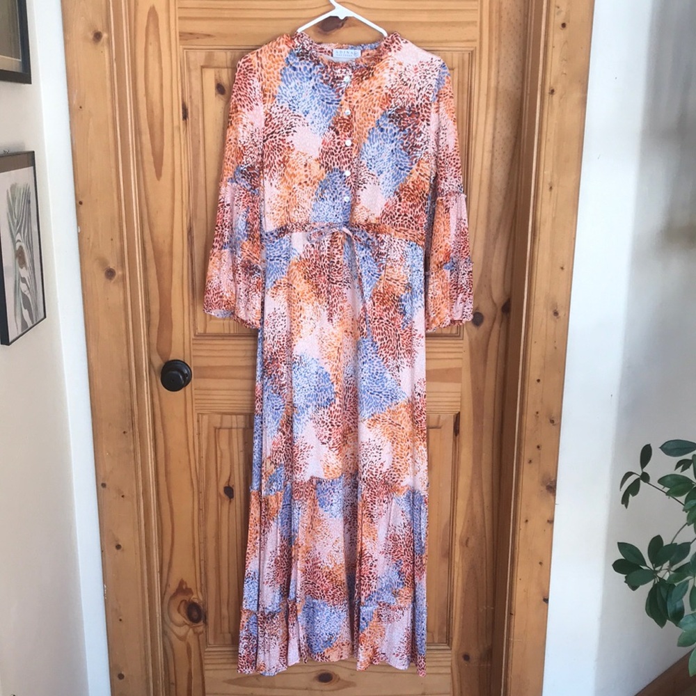 Adina Las Vegas Elegant Multicolor Maxi Dress bell sleeves long medium womens